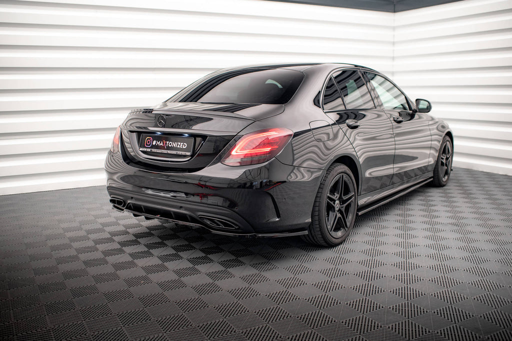 Maxton Design Street+ Mittlerer Diffusor RACE passend für Mercedes-Benz C AMG-Line W205 Facelift schwarz Hochglanz
