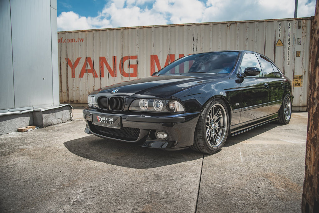 Maxton Design Street+ Spoilerlippe Front Ansatz passend für Seite BMW M5 / 5 M-Paket E39 schwarz Hochglanz