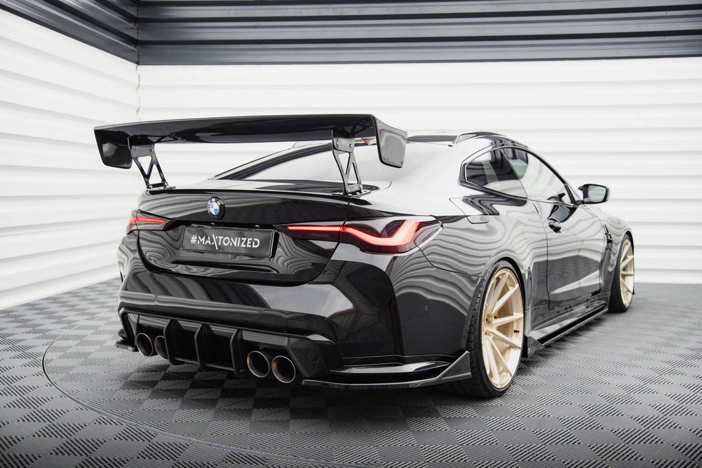 Maxton Design Heck Ansatz Flaps Diffusor V.4 passend für BMW M4 G82 / G82 Facelift schwarz Hochglanz