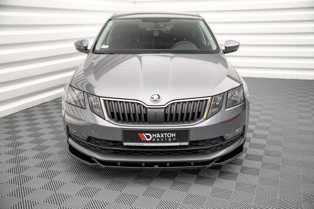 Maxton Design Street+ Spoilerlippe Front Ansatz V.2 passend für Skoda Octavia Mk3 Facelift schwarz Hochglanz