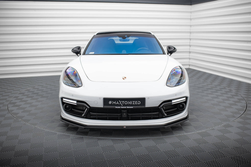 Maxton Design Street+ Spoilerlippe Front Ansatz passend für Porsche Panamera GTS 971 schwarz Hochglanz