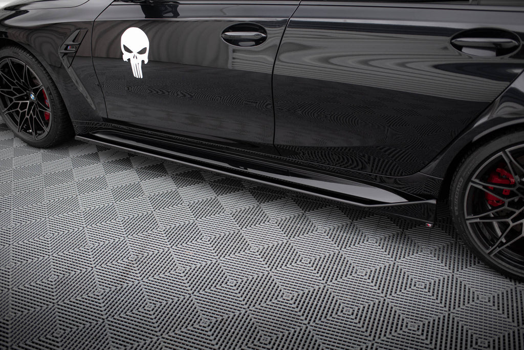 Maxton Design Street+ Seitenschweller Leisten passend für V.3 passend für BMW M3 Limousine / Touring G80 / G81 schwarz Hochglanz