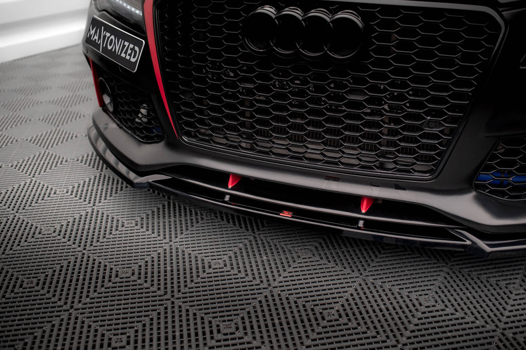 Maxton Design Street+ Spoilerlippe Front Ansatz passend für Audi A7 RS7 Look C7 schwarz Hochglanz