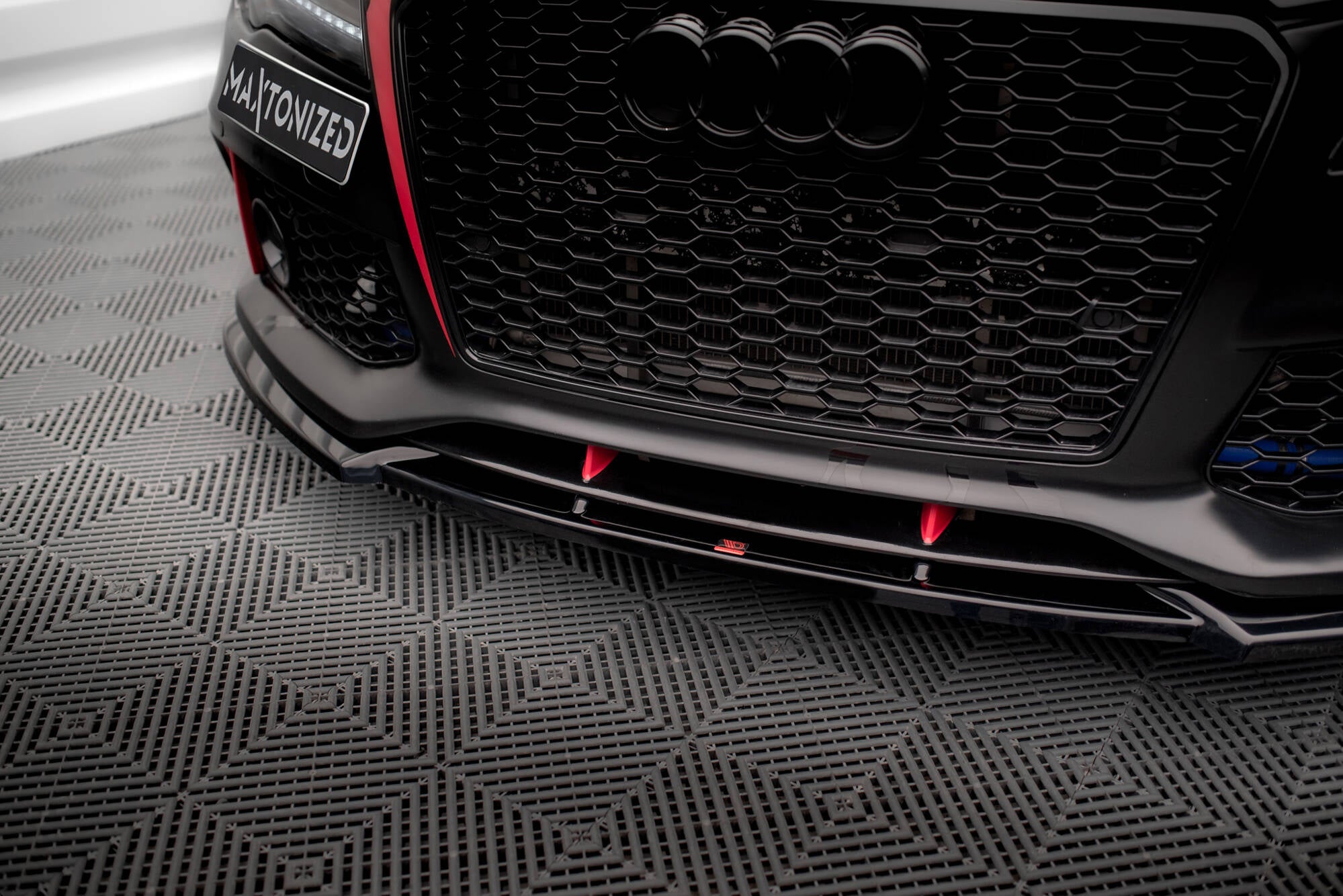 Maxton Design Street+ Spoilerlippe Front Ansatz passend für Audi A7 RS7 Look C7 schwarz Hochglanz