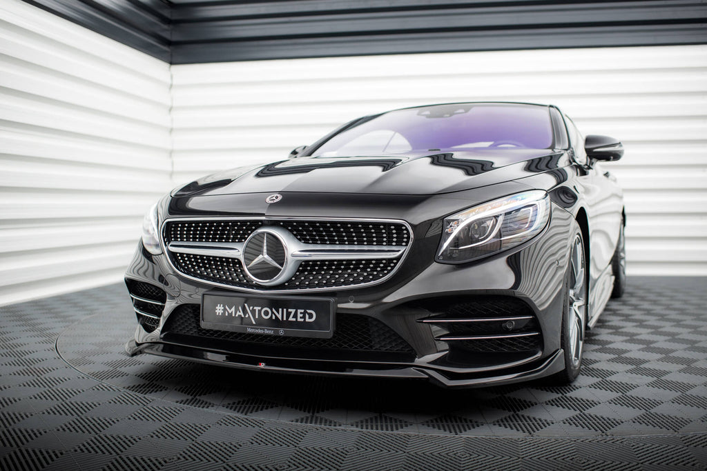 Maxton Design Street+ Spoilerlippe Front Ansatz V.1 passend für Mercedes-Benz S Coupe AMG-Line C217 Facelift schwarz Hochglanz