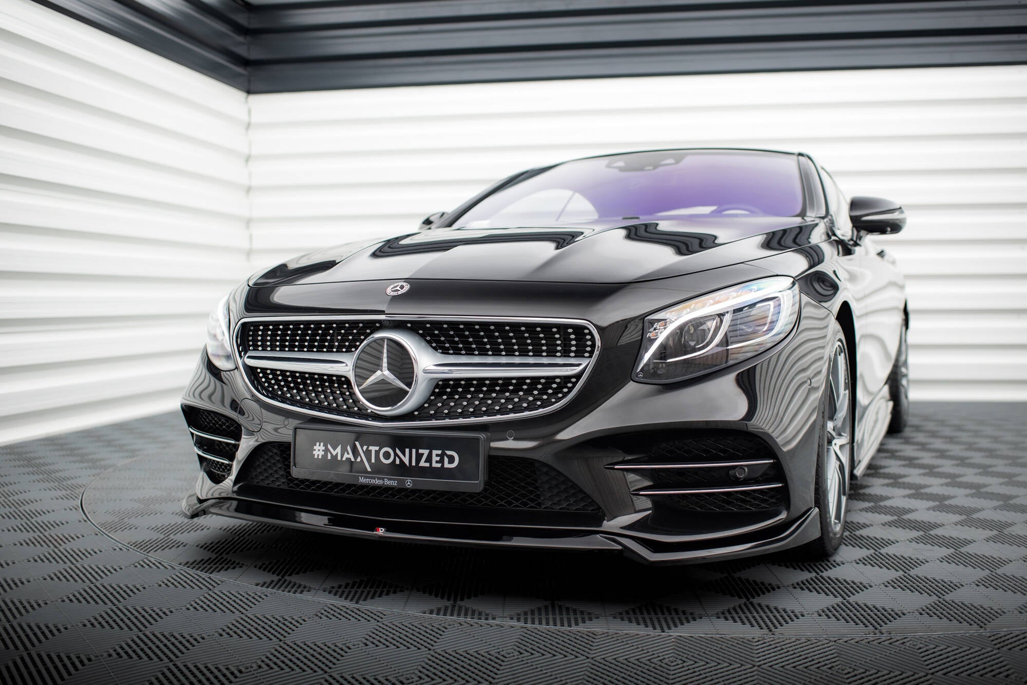Maxton Design Street+ Spoilerlippe Front Ansatz V.1 passend für Mercedes-Benz S Coupe AMG-Line C217 Facelift schwarz Hochglanz