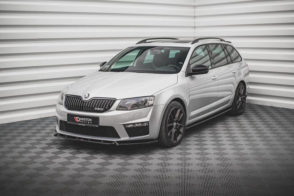 Maxton Design Street+ Spoilerlippe Front Ansatz V.3 passend für Skoda Octavia RS Mk3 schwarz Hochglanz