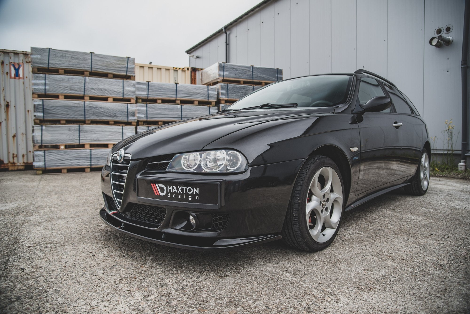 Maxton Design Street+ Spoilerlippe Front Ansatz passend für Alfa Romeo 156 Facelift schwarz Hochglanz