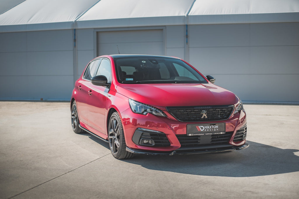 Maxton Design Street+ Spoilerlippe Front Ansatz V.1 passend für Peugeot 308 GT Mk2 Facelift schwarz Hochglanz