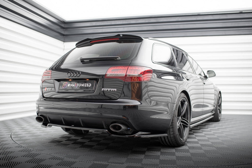 Maxton Design Street+ Mittlerer Diffusor RACE passend für Audi RS6 Avant C6 schwarz Hochglanz