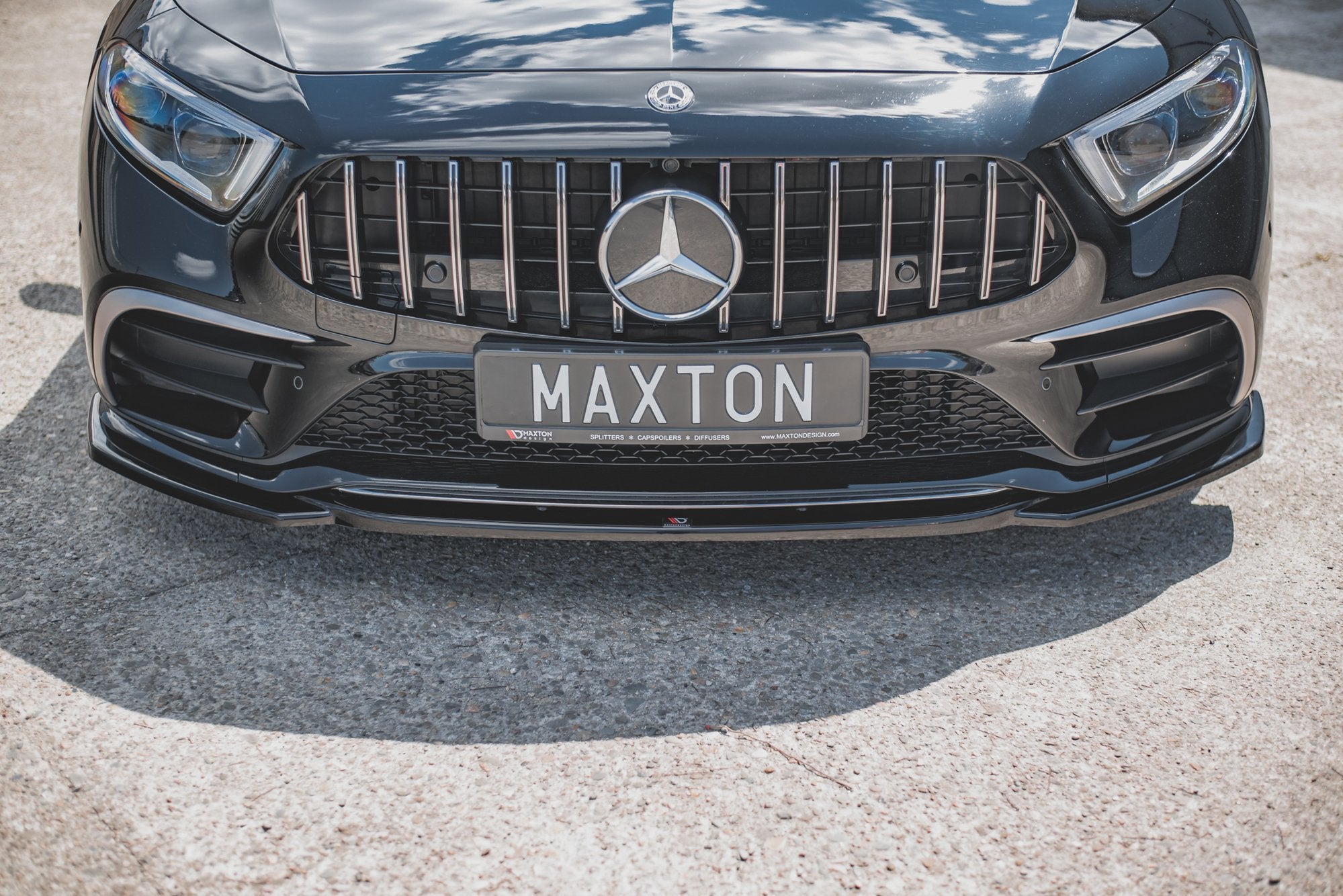 Maxton Design Street+ Spoilerlippe Front Ansatz V.1 passend für Mercedes-AMG CLS 53 C257 schwarz Hochglanz