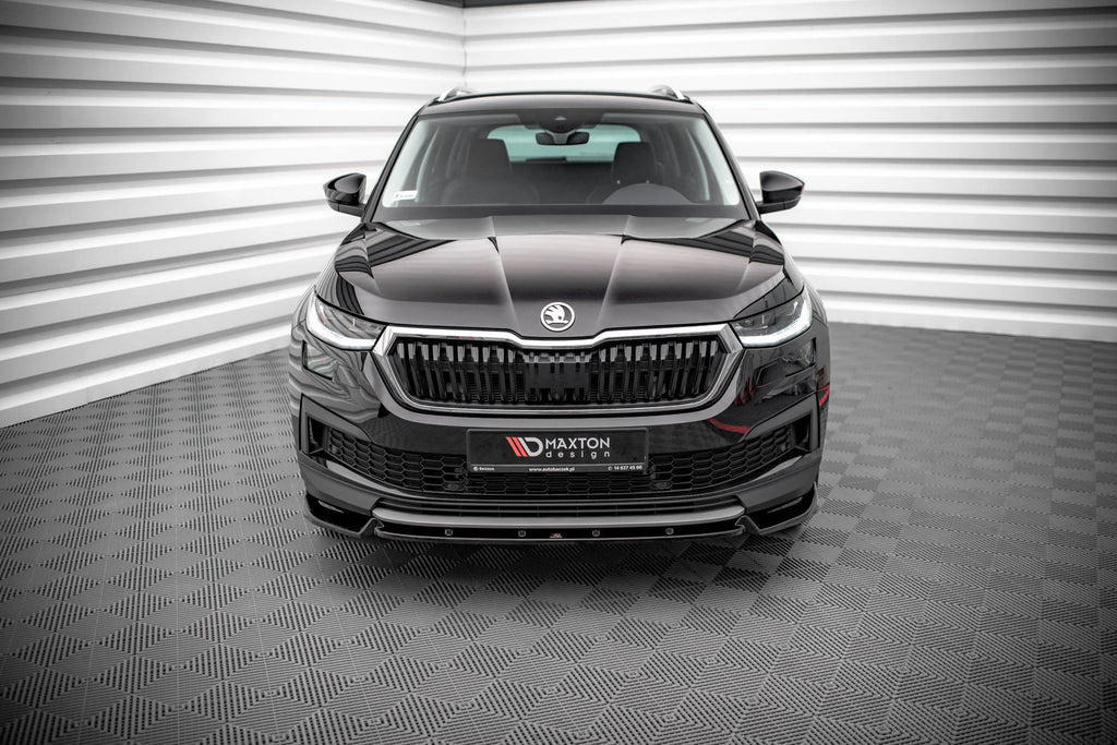 Maxton Design Street+ Spoilerlippe Front Ansatz V.1 passend für Skoda Kodiaq Mk1 Facelift schwarz Hochglanz
