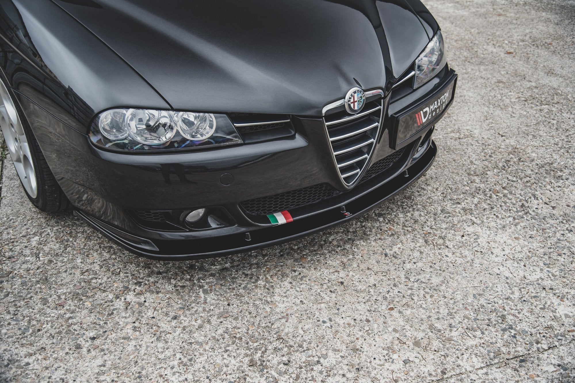 Maxton Design Street+ Spoilerlippe Front Ansatz passend für Alfa Romeo 156 Facelift schwarz Hochglanz
