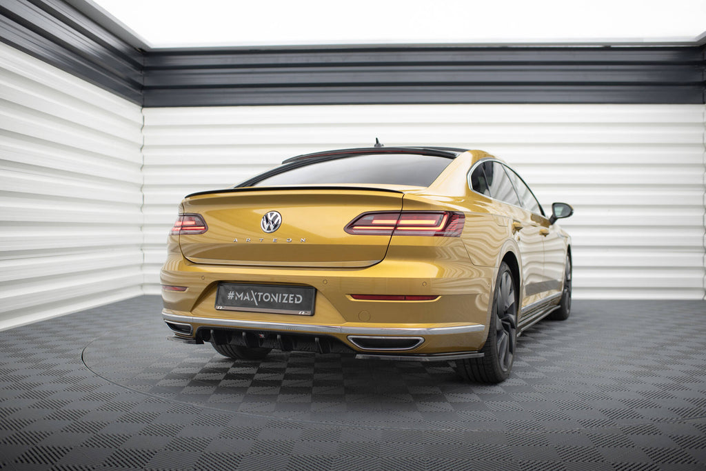 Maxton Design Heck Ansatz Flaps Diffusor passend für VW Arteon R-Line Limousine / Shooting Brake Mk1 schwarz Hochglanz