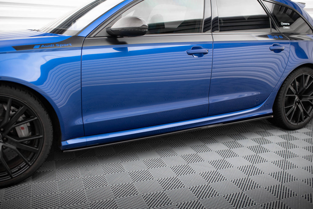 Maxton Design Street+ Seitenschweller Leisten V.2 passend für Audi RS6 C7 / C7 Facelift schwarz Hochglanz