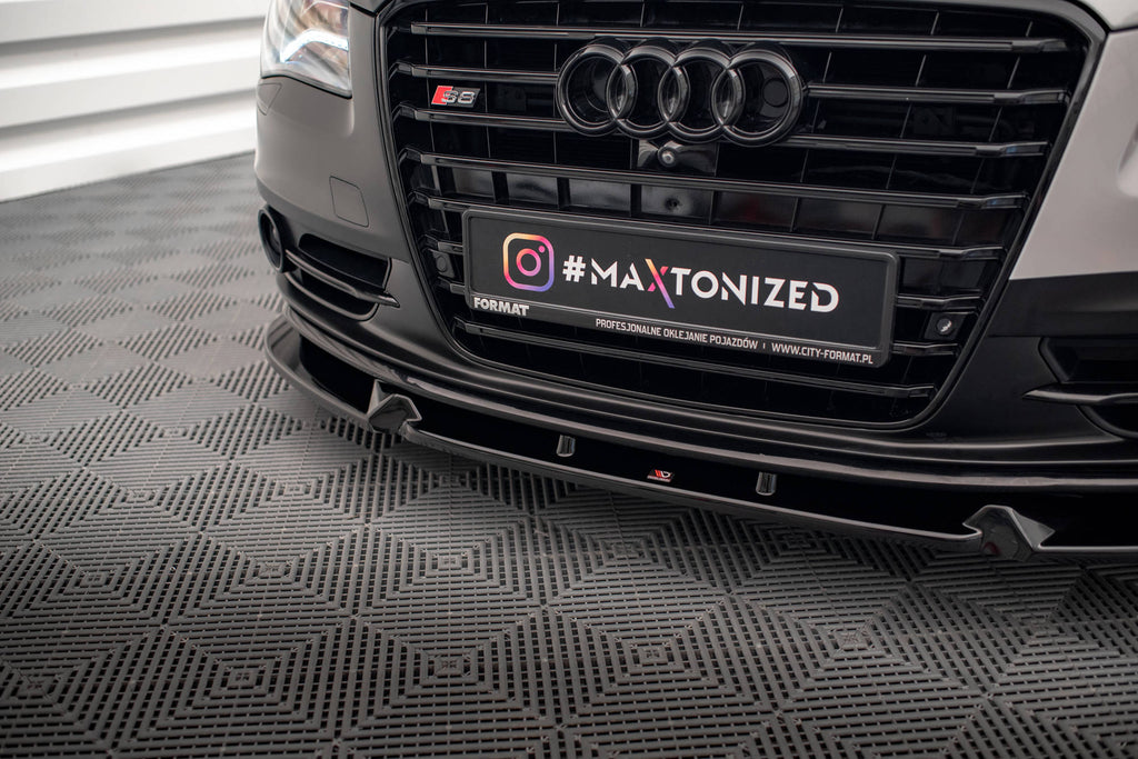 Maxton Design Street+ Spoilerlippe Front Ansatz V.2 passend für Audi S8 D4 schwarz Hochglanz