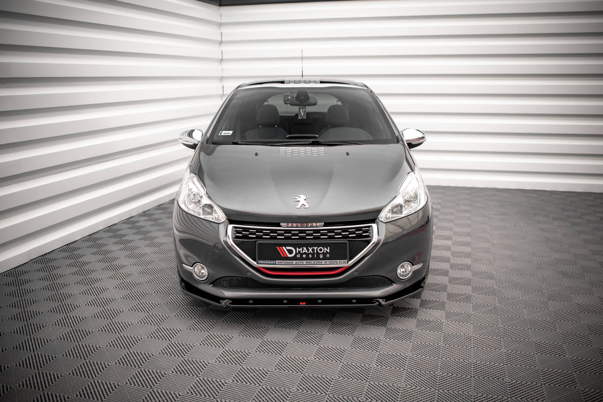Maxton Design Street+ Spoilerlippe Front Ansatz V.2 passend für Peugeot 208 GTi Mk1 schwarz Hochglanz