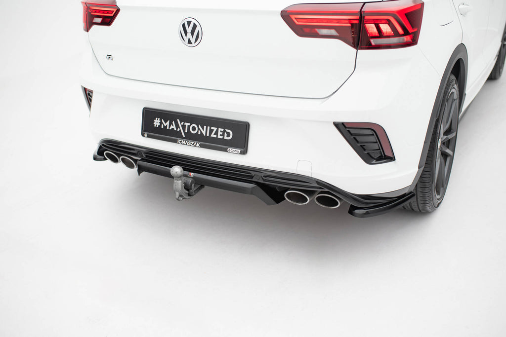 Maxton Design Mittlerer Diffusor Heck Ansatz DTM Look passend für VW T-Roc R Mk1 schwarz Hochglanz