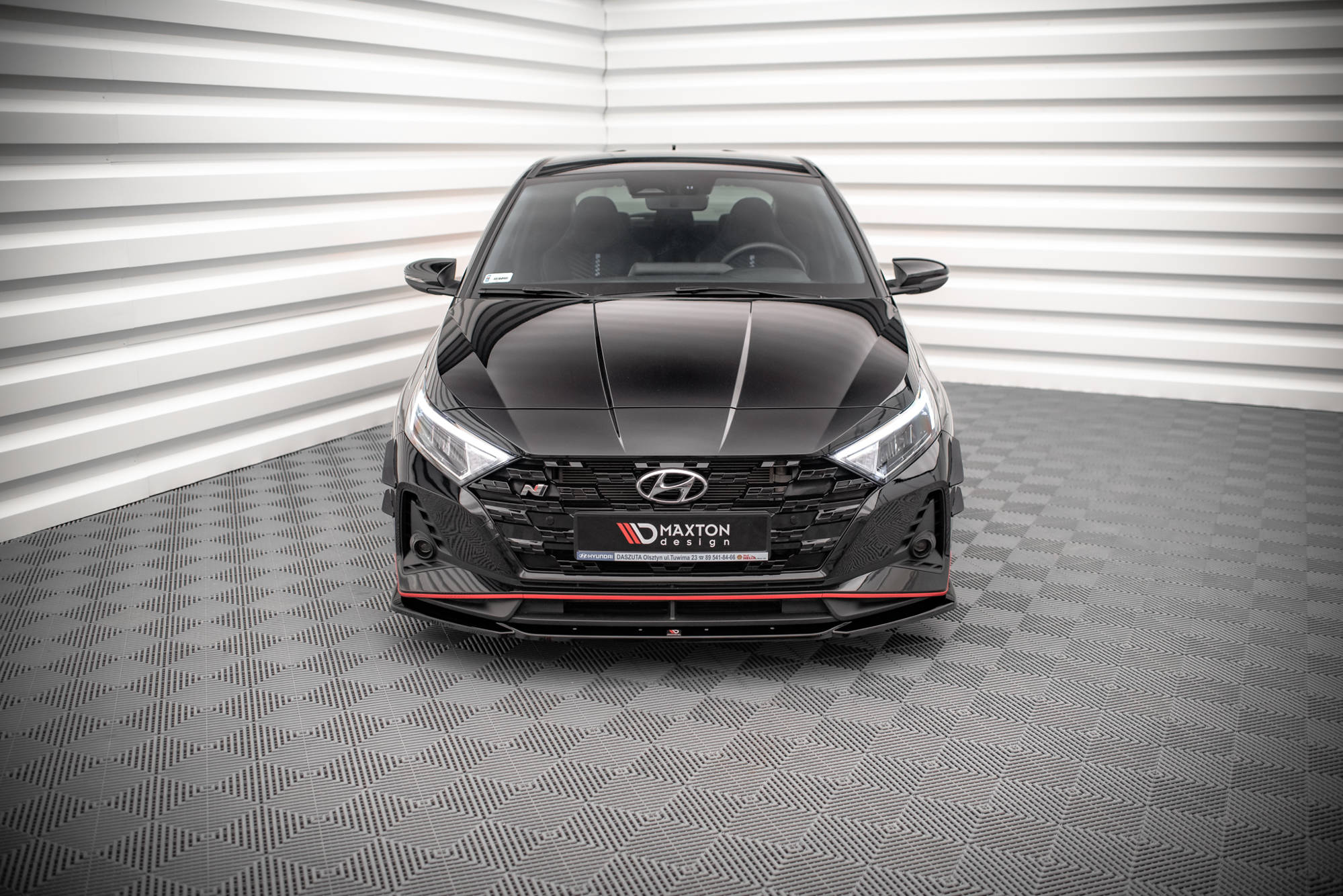 Maxton Design Street+ Spoilerlippe Front Ansatz V.3 passend für Hyundai I20 N Mk3 schwarz Hochglanz