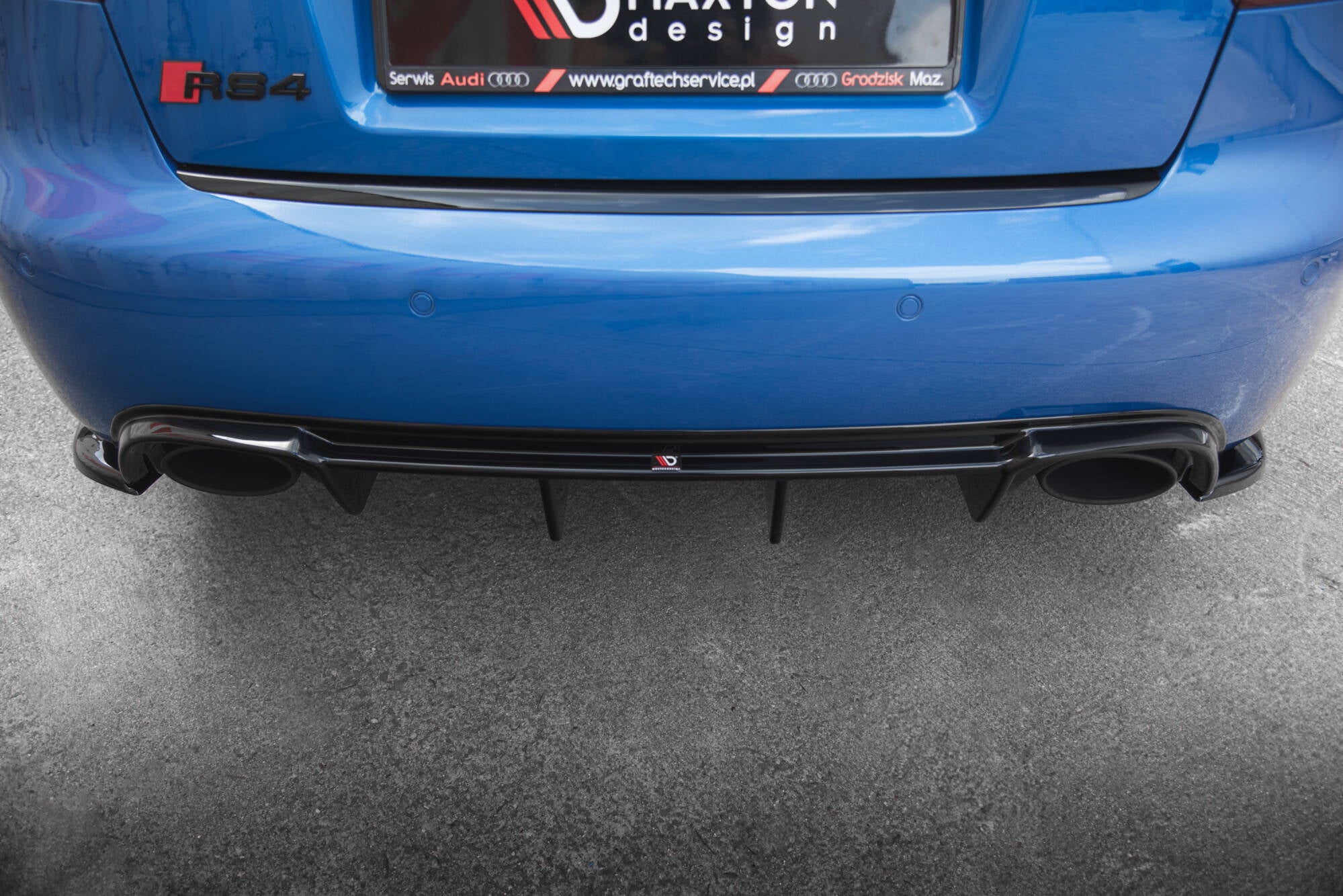 Maxton Design Diffusor Heck Ansatz passend für Audi RS4 B7 schwarz Hochglanz
