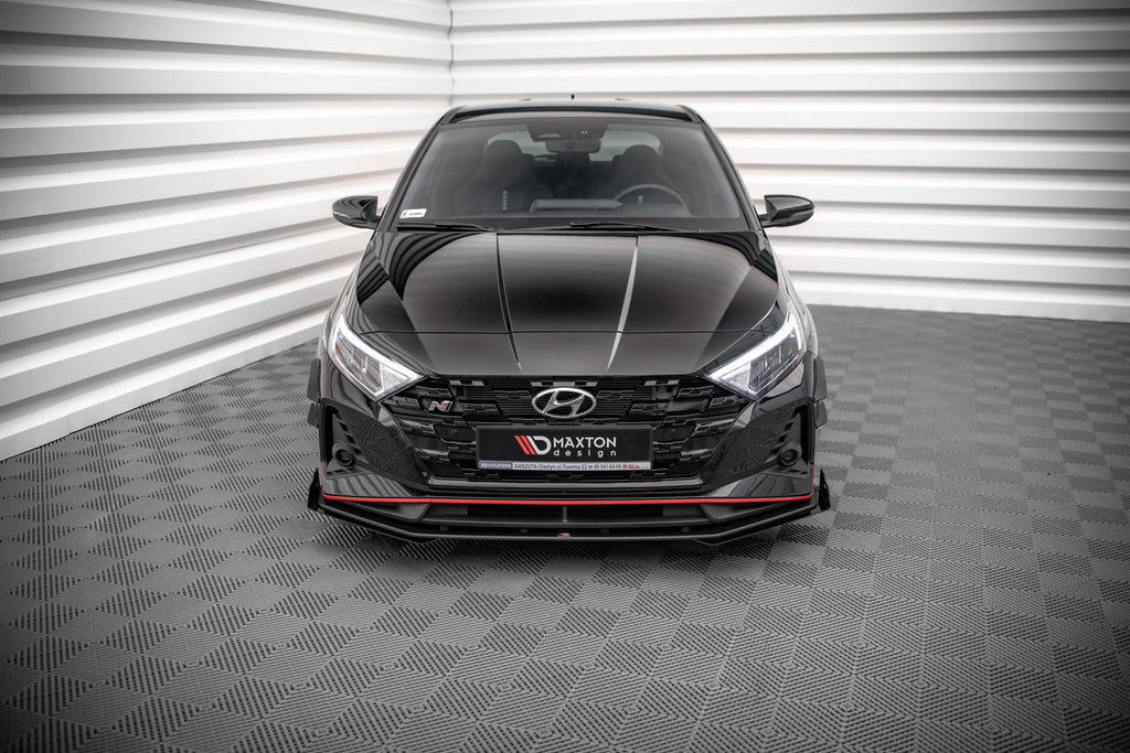 Maxton Design Street Pro Street+ Spoilerlippe Front Ansatz passend für + Flaps passend für V.1 + Flaps Hyundai I20 N Mk3 schwarz Hochglanz