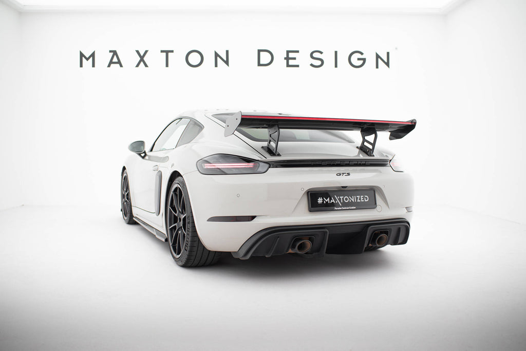 Maxton Design Carbon Spoiler With Internal Brackets Uprights V.2 + LED Porsche 718 Cayman 982c für Porsche Cayman 982c