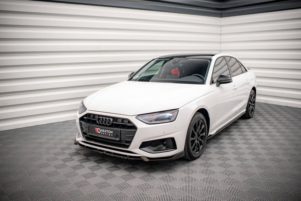 Maxton Design Street+ Spoilerlippe Front Ansatz V.1 passend für Audi A4 B9 Facelift schwarz Hochglanz