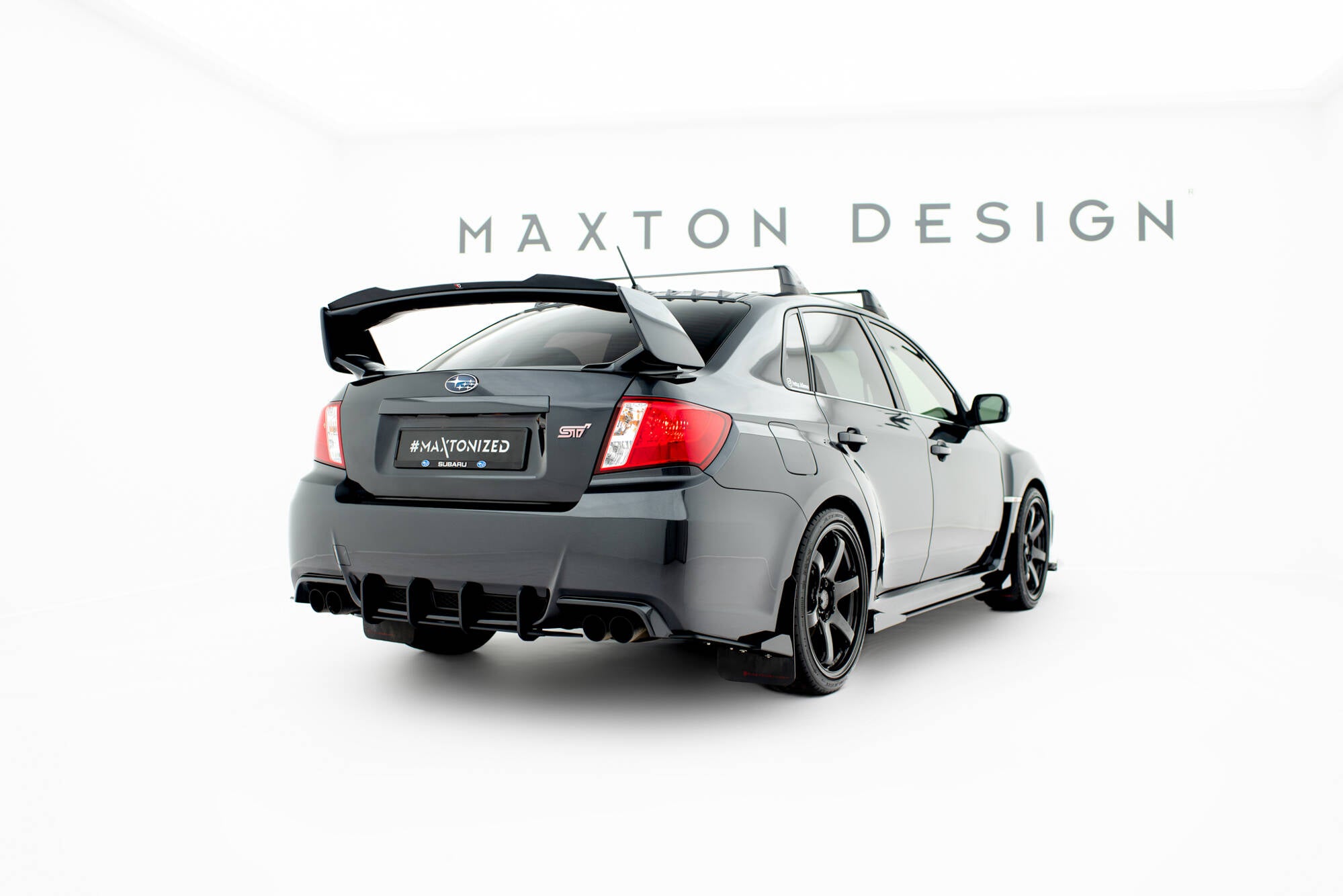 Maxton Design Street Pro Heck Ansatz Flaps Diffusor + Flaps passend für Ford Subaru Impreza WRX STI Mk3 Facelift schwarz Hochglanz