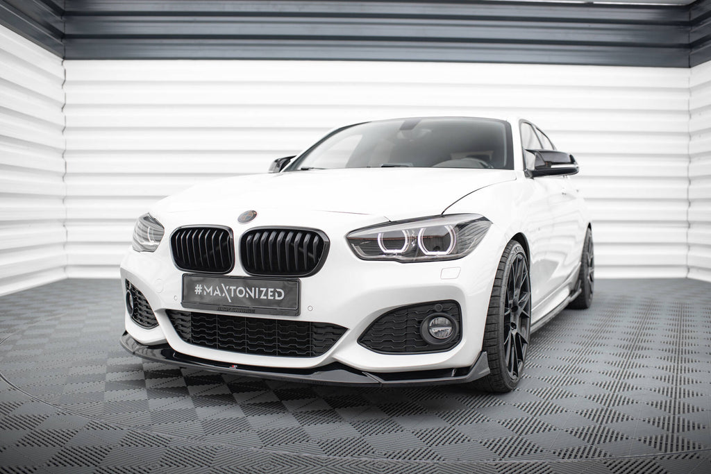 Maxton Design Street+ Spoilerlippe Front Ansatz V.4 passend für CSL Look BMW 1er M-Paket / M140i F20 Facelift schwarz Hochglanz