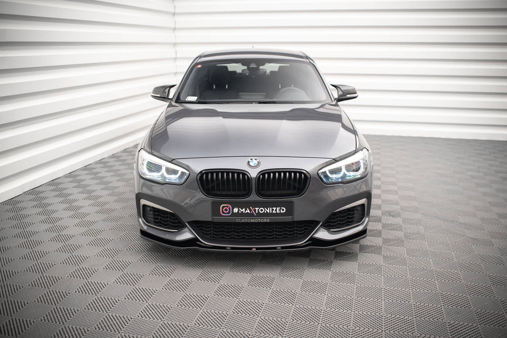 Maxton Design Street+ Spoilerlippe Front Ansatz V.1 passend für BMW 1er F20/F21 M-Power FACELIFT schwarz Hochglanz
