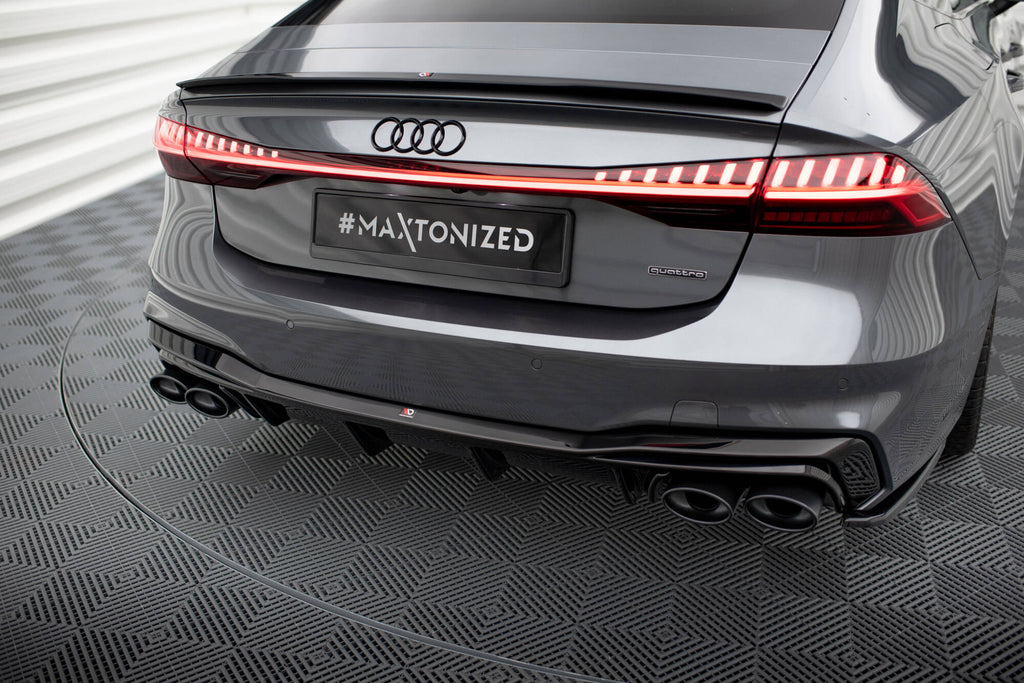 Maxton Design Diffusor Heck Ansatz + Endrohre passend für Audi A7 S-Line C8 / S7 C8 / C8 Facelift / S7 Facelift