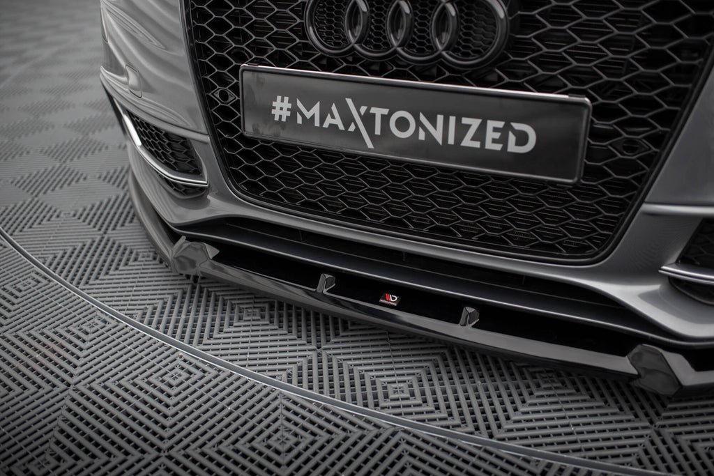 Maxton Design Street+ Spoilerlippe Front Ansatz V.3 passend für Audi S5 / A5 S-Line 8T Facelift schwarz Hochglanz
