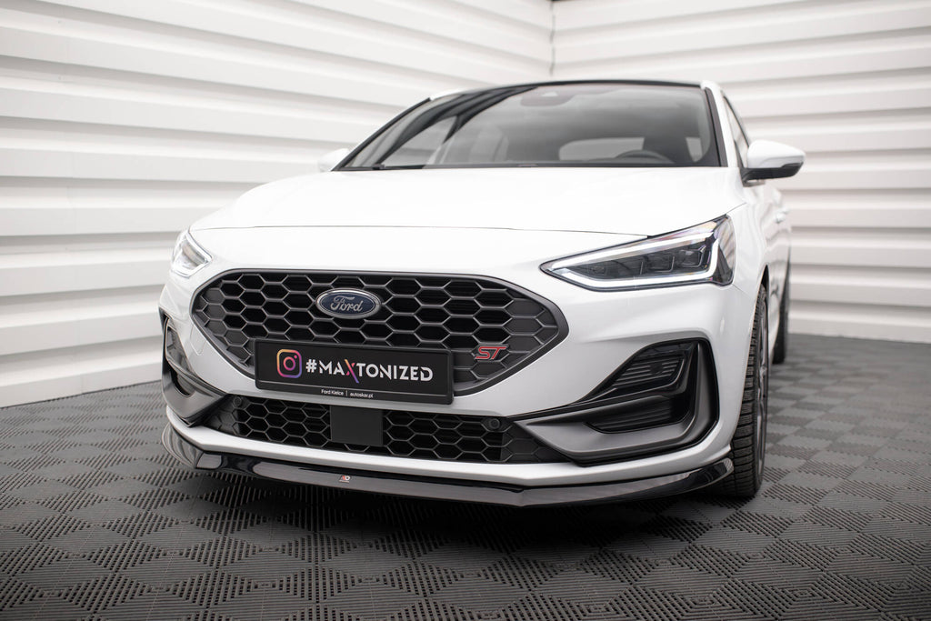 Maxton Design Street+ Spoilerlippe Front Ansatz V.8 passend für Ford Focus ST / ST-Line Mk4 Facelift schwarz Hochglanz