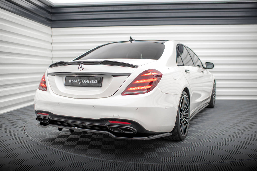 Maxton Design Street+ Mittlerer Diffusor RACE passend für Mercedes-Benz S AMG-Line W222 Facelift schwarz Hochglanz