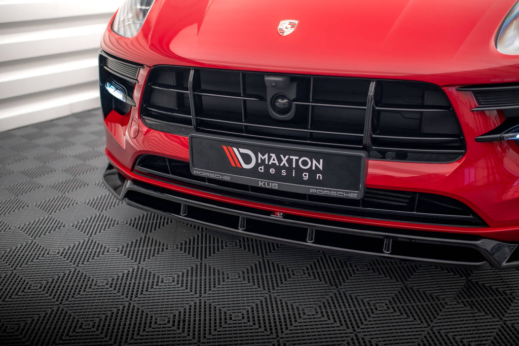 Maxton Design Street+ Spoilerlippe Front Ansatz V.2 passend für Porsche Macan GTS / Sport Design Mk1 Facelift schwarz Hochglanz
