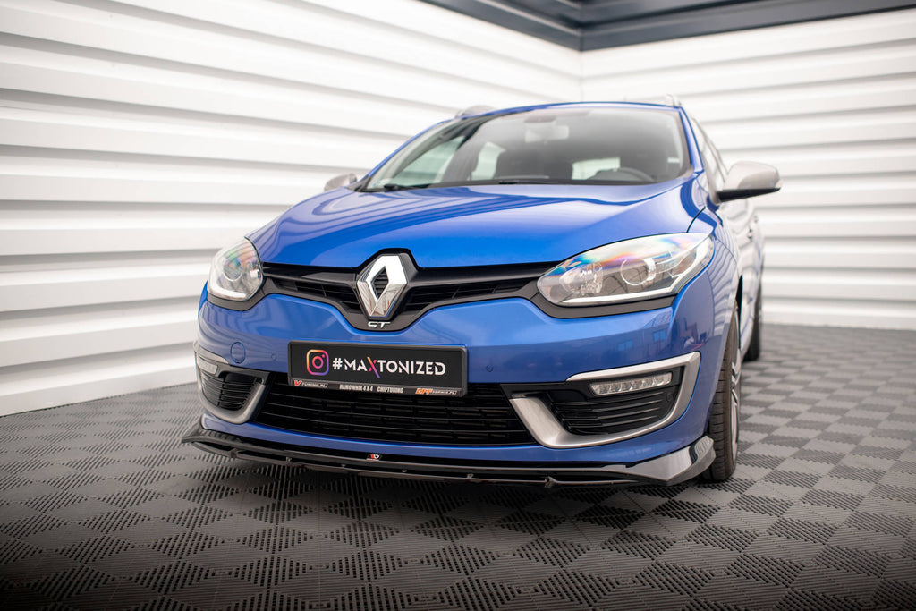Maxton Design Street+ Spoilerlippe Front Ansatz passend für Renault Megane GT Line Grandtour Mk3 Facelift schwarz Hochglanz