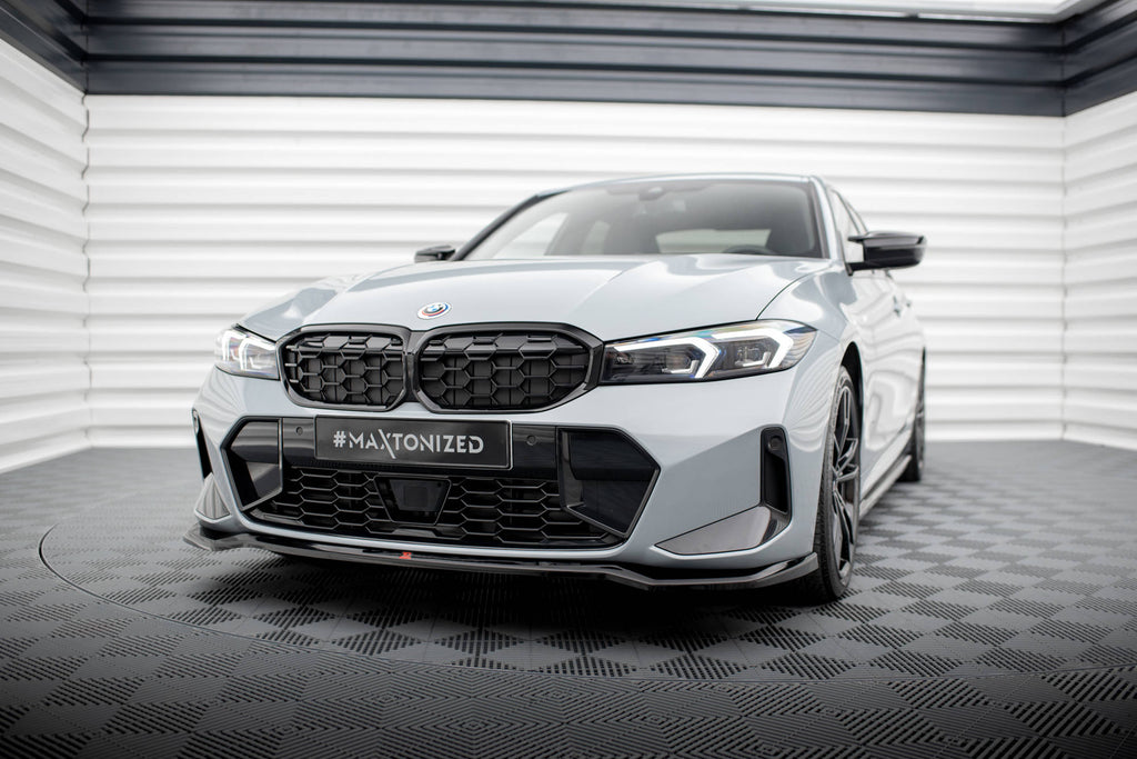 Maxton Design Street+ Spoilerlippe Front Ansatz V.2 passend für BMW 3er M340i / M-Paket G20 / G21 Facelift schwarz Hochglanz