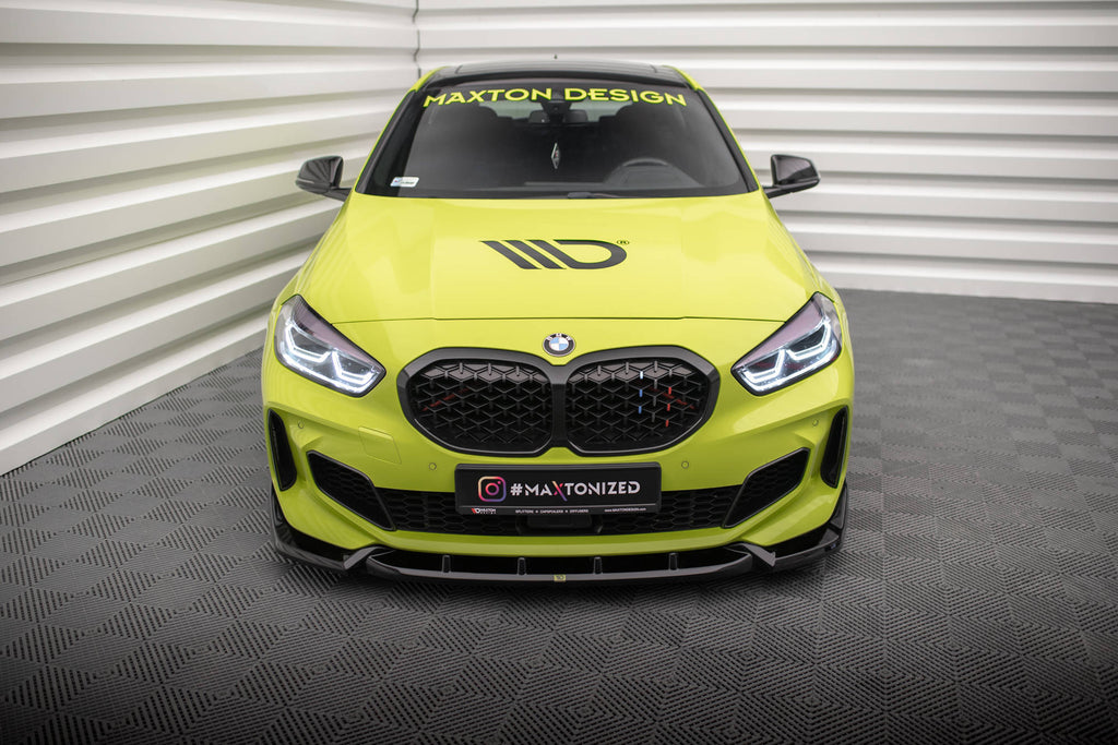 Maxton Design Street+ Spoilerlippe Front Ansatz V.7 passend für BMW 1er M-Paket / M135i / 128ti F40 schwarz Hochglanz