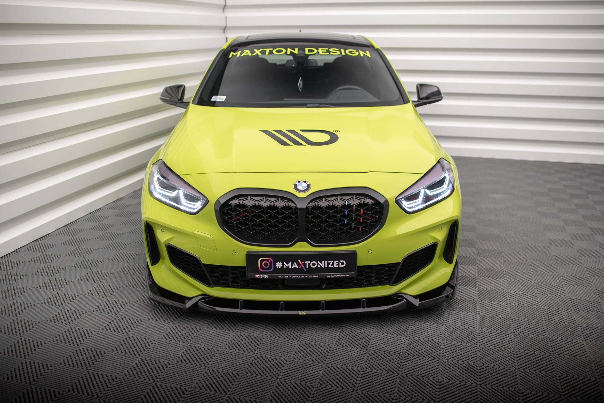 Maxton Design Street+ Spoilerlippe Front Ansatz V.7 passend für BMW 1er M-Paket / M135i / 128ti F40 schwarz Hochglanz