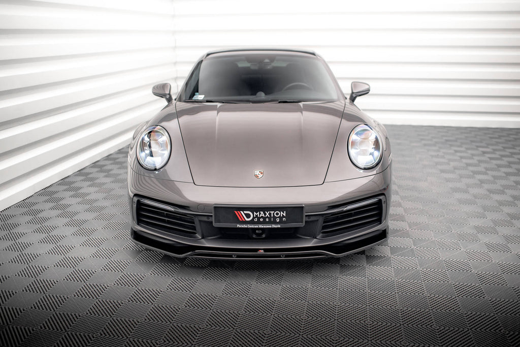 Maxton Design Street+ Spoilerlippe Front Ansatz passend für Porsche 911 Carrera 4S 992 schwarz Hochglanz