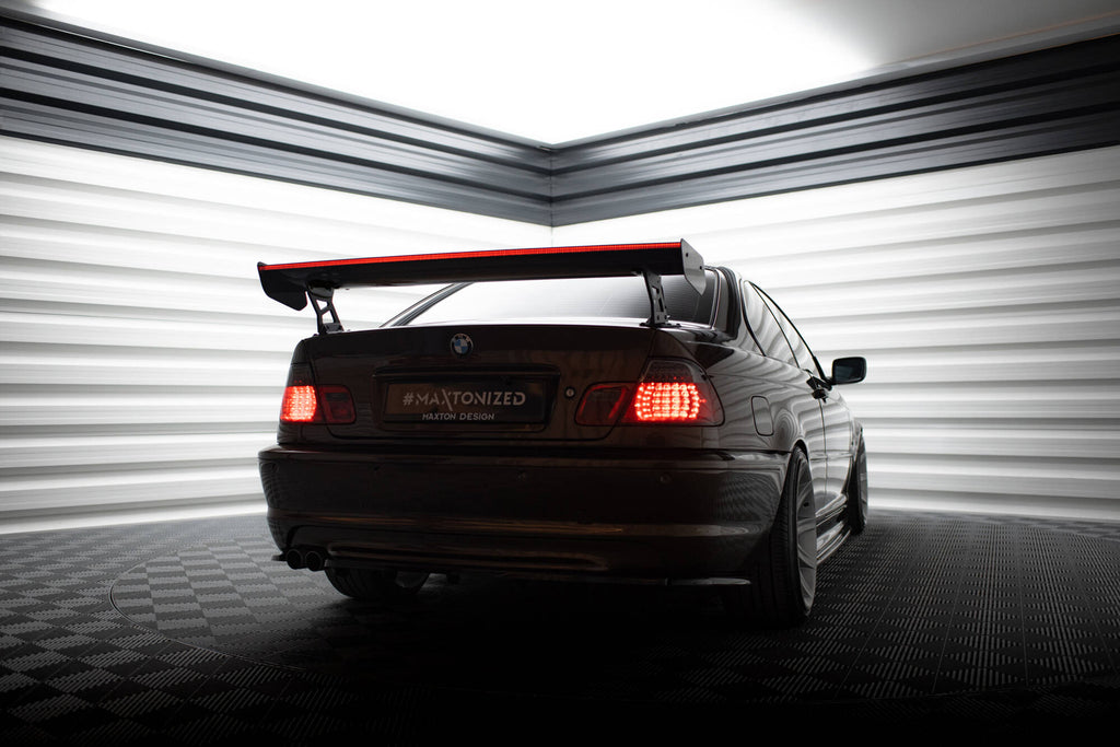 Maxton Design Carbon Spoiler With External Brackets Uprights + LED BMW 3er Coupe E46 für BMW 3er E46