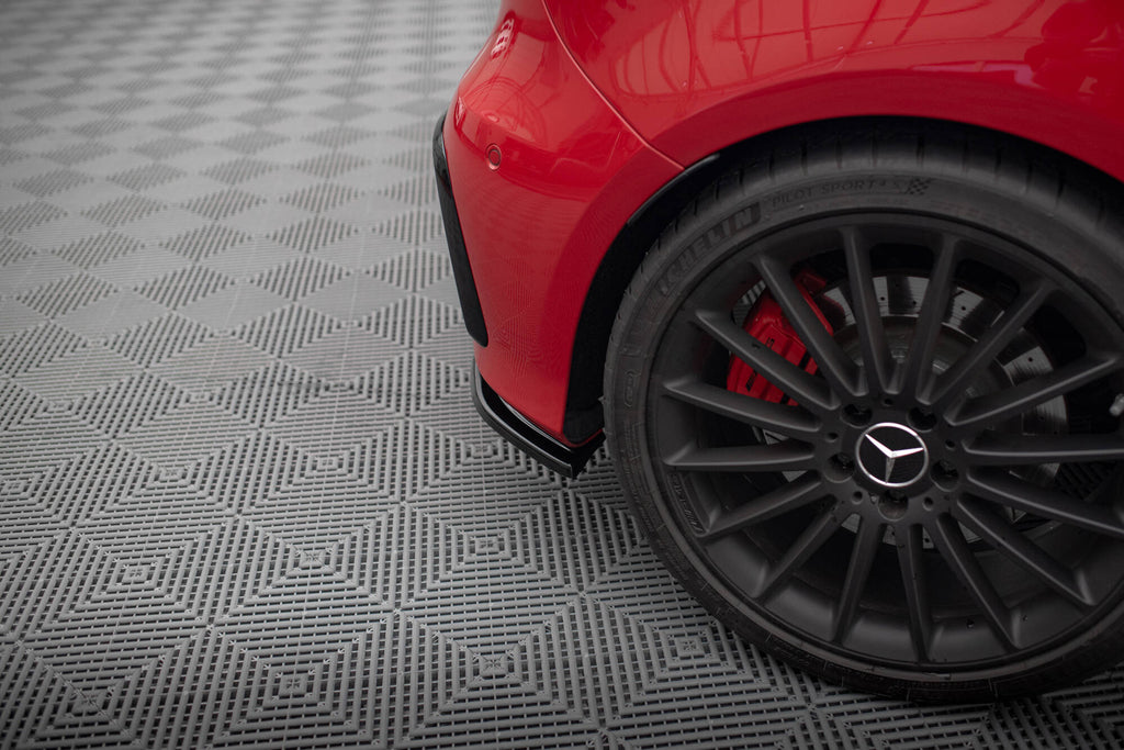 Maxton Design Heck Ansatz Flaps Diffusor passend für Mercedes A W176 AMG Facelift schwarz Hochglanz