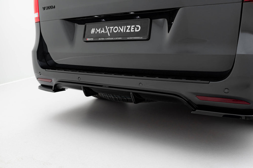 Maxton Design Diffusor Heck Ansatz passend für Mercedes-Benz V-Klasse AMG-Line W447 Facelift schwarz Hochglanz