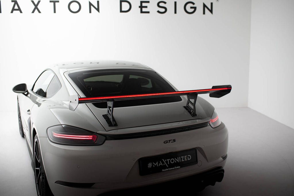 Maxton Design Carbon Spoiler With Internal Brackets Uprights V.1 + LED Porsche 718 Cayman 982c für Porsche Cayman 982c
