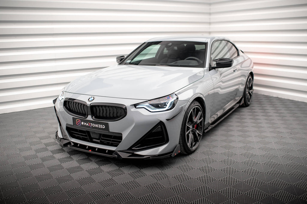 Maxton Design Street+ Spoilerlippe Front Ansatz V.2 + Flaps passend für BMW 2 Coupe M-Paket / M240i G42