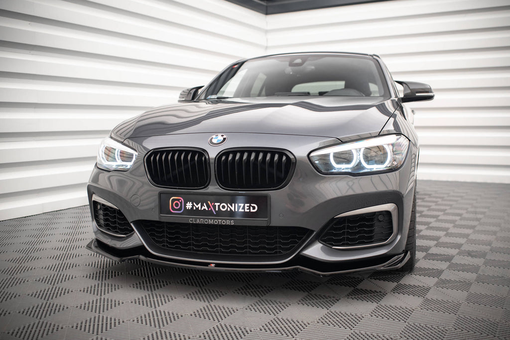 Maxton Design Street+ Spoilerlippe Front Ansatz V.2 passend für BMW 1er F20/F21 M-Power schwarz Hochglanz