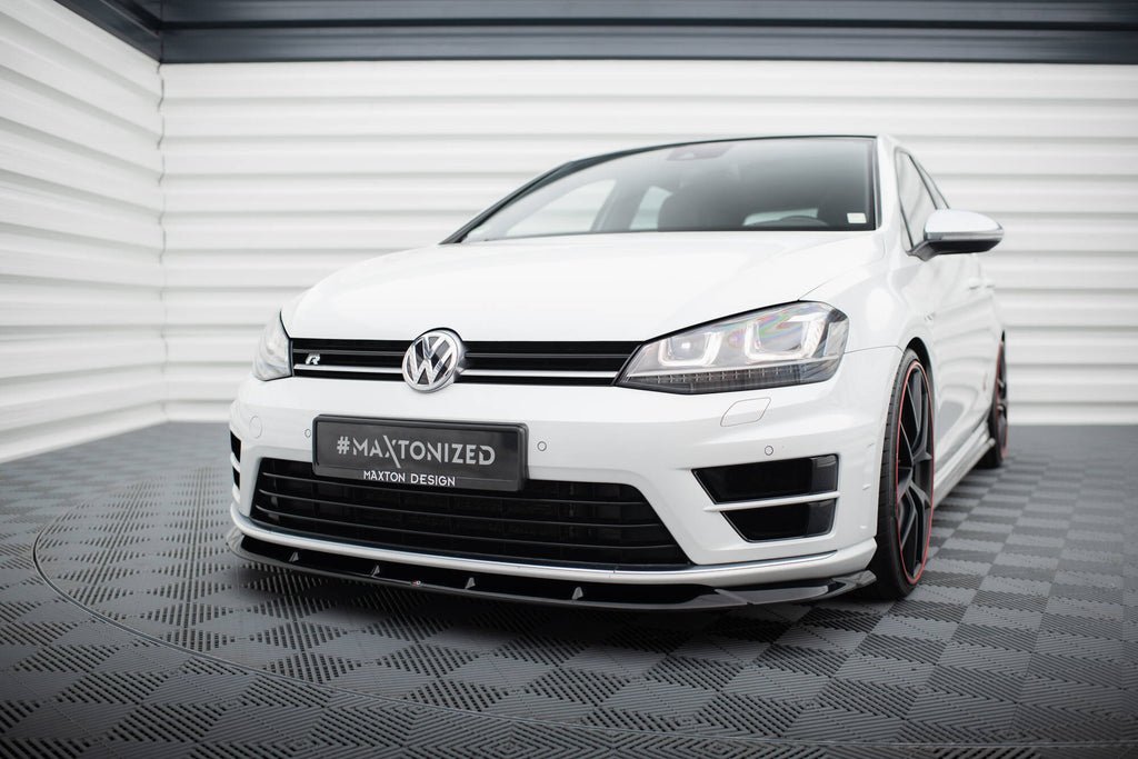 Maxton Design Street+ Spoilerlippe Front Ansatz V.6 passend für VW Golf R / R-Line Mk7 schwarz Hochglanz