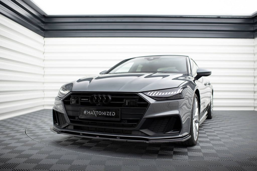 Maxton Design Street+ Spoilerlippe Front Ansatz V.2 passend für Audi A7 S-Line C8 / S7 C8 / C8 Facelift / S7 Facelift schwarz Hochglanz