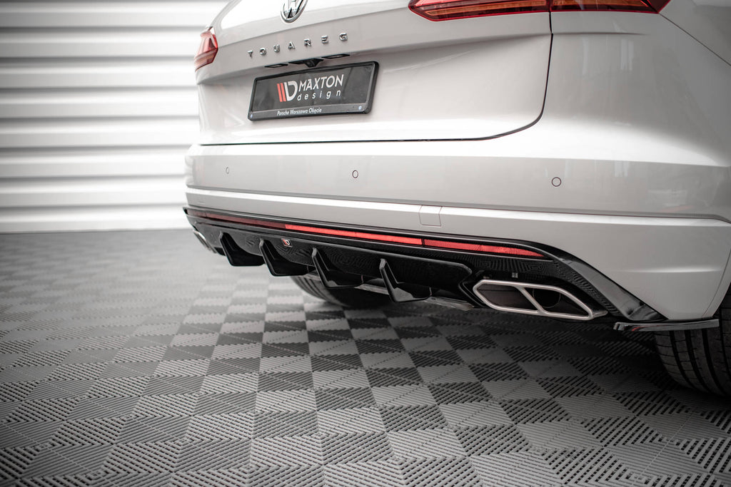 Maxton Design Diffusor Heck Ansatz passend für VW Touareg R-line Mk3 schwarz Hochglanz