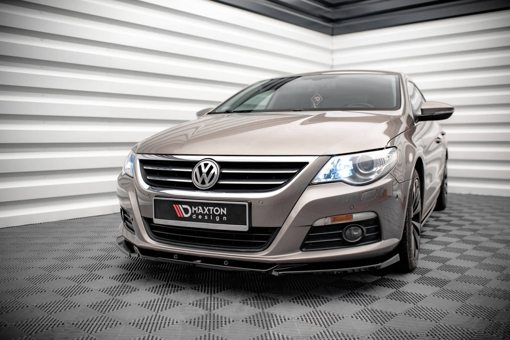 Maxton Design Street+ Spoilerlippe Front Ansatz V.4 passend für VW Passat CC schwarz Hochglanz